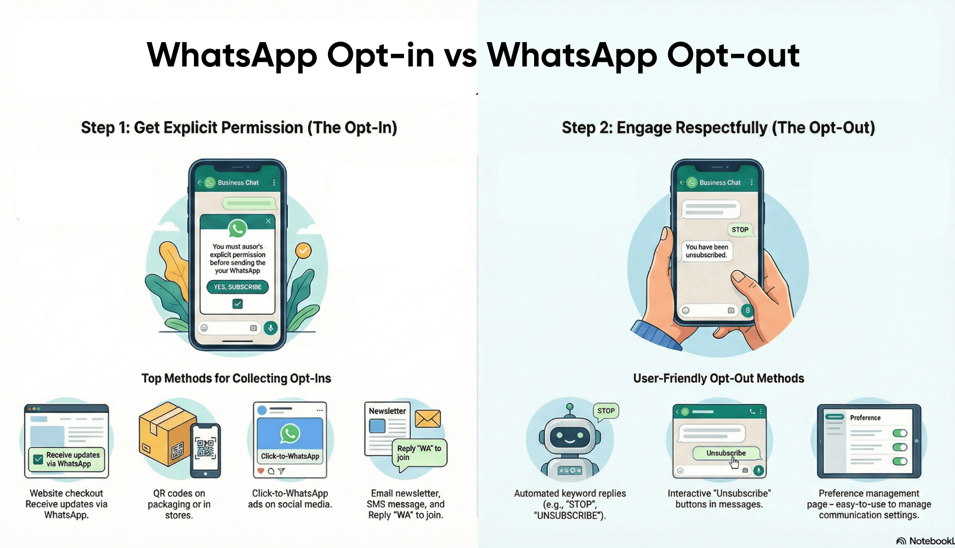 WhatsApp Opt-in vs WhatsApp Opt-out explained with example